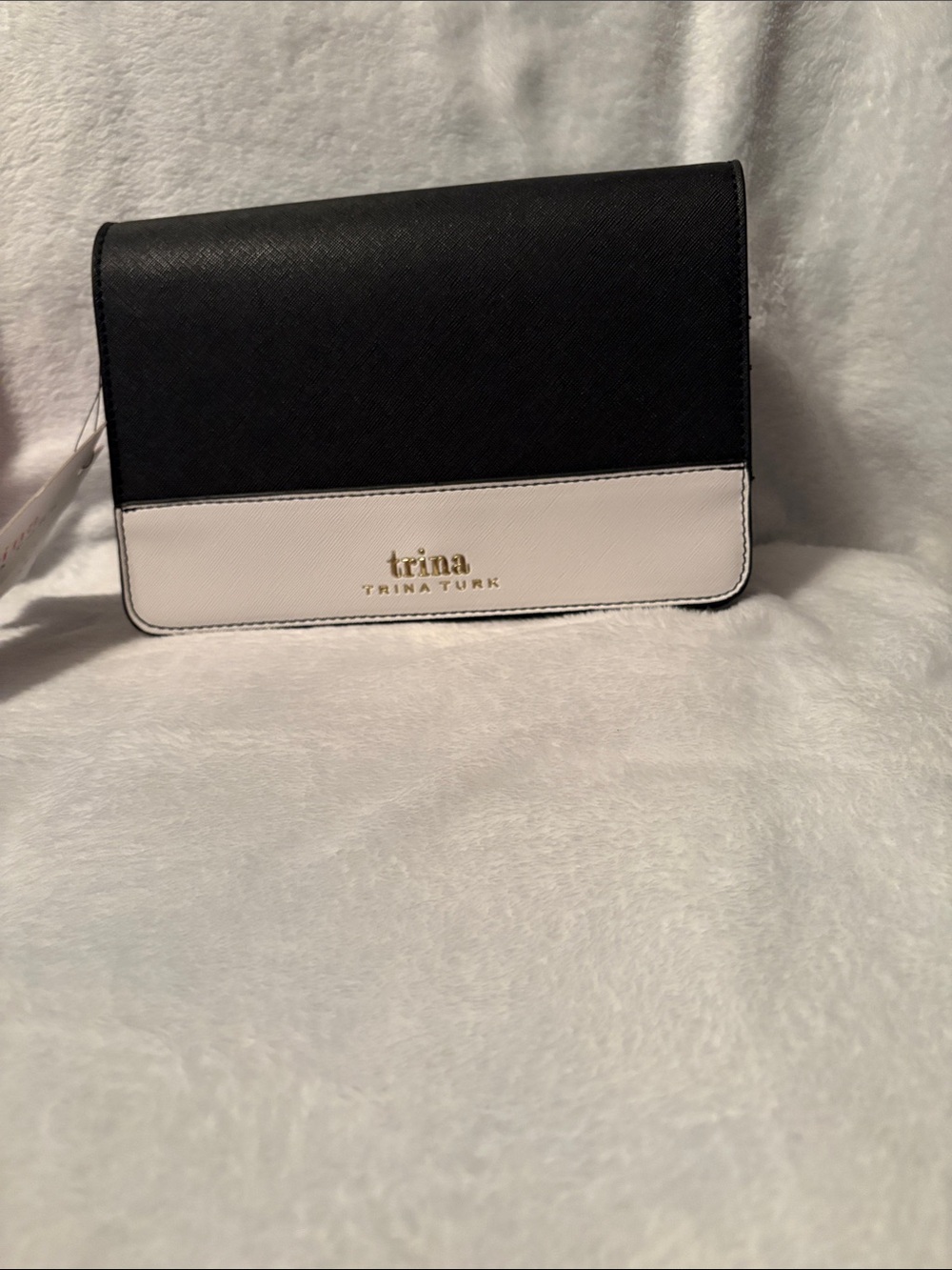 Trina Turk Black and White Saffiano Crossbody Bag